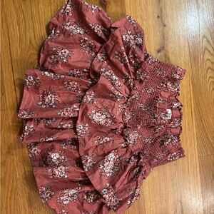 Janie and Jack Floral Ruffle Dress in Rust and Blue